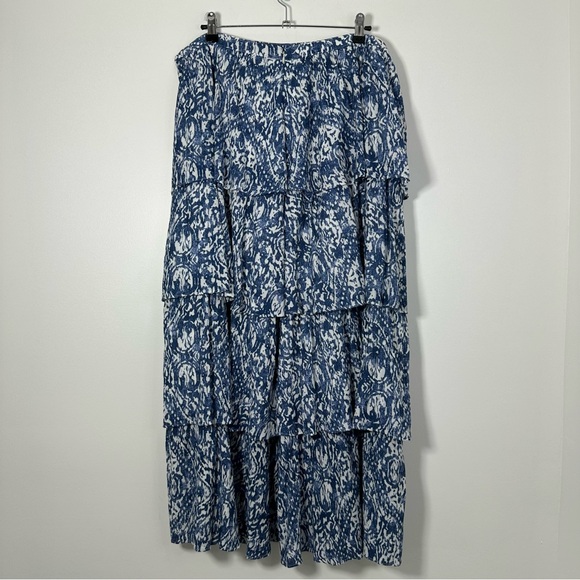Abercrombie & Fitch Blue & White Tiered Maxi Skirt XL NWT - Picture 3 of 8